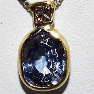 $1,900 10K/14K Gold .89CT Natural Ceylon Sapphire & Diamond 2-Stone Necklace